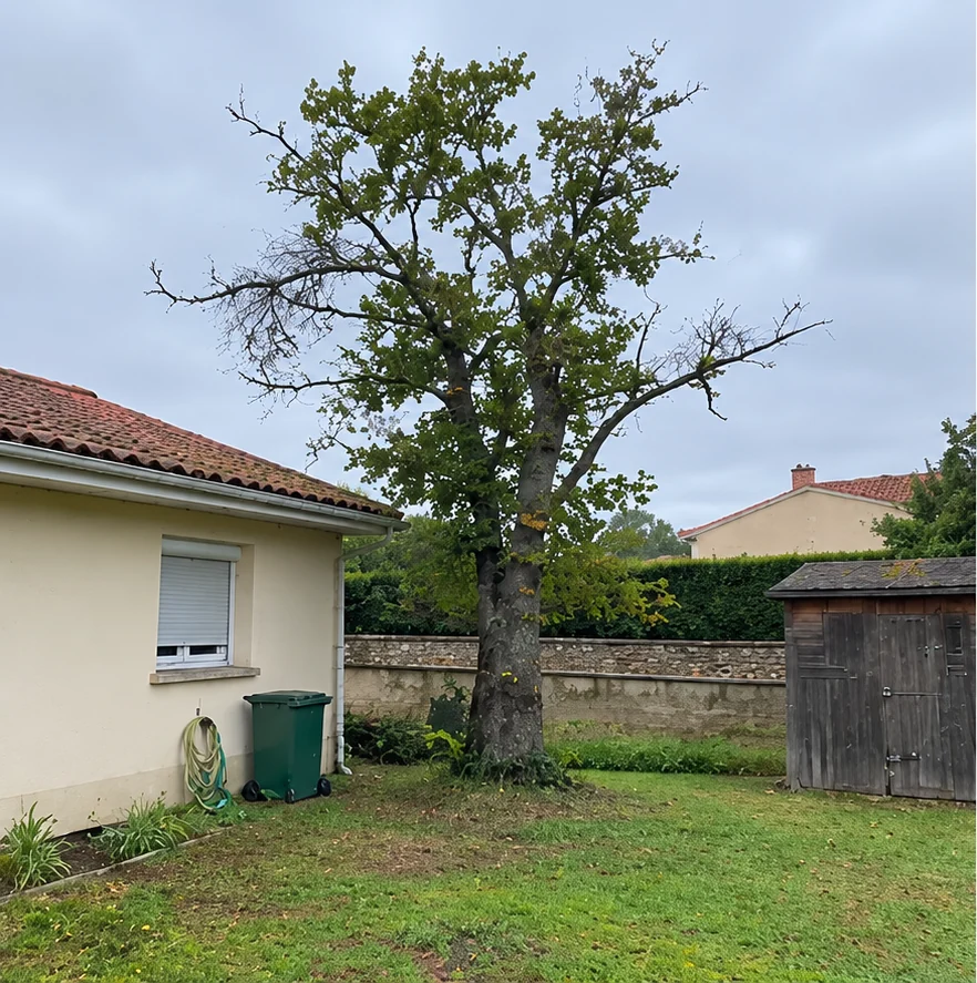 Arbre fragilisé avant abattage